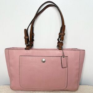 Coach Chelsea East West Leather Shoulder Bag Tote F10892 Light Pink Brown